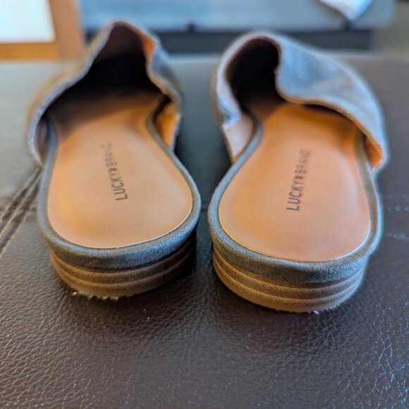 NEW Lucky Brand Women's Belky Suede Flat Mule Slip-ons in Carafe Brown Grey 7 - Picture 6 of 8
